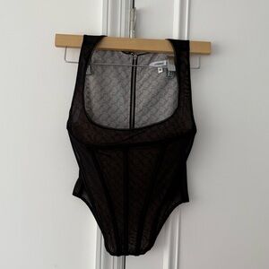 MIAOU sheer black corset top